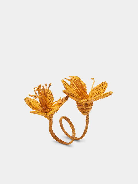 CasaLatina - Florencia Handwoven Werregue Palm Napkin Rings (Set of 4) - Orange - ABASK - 