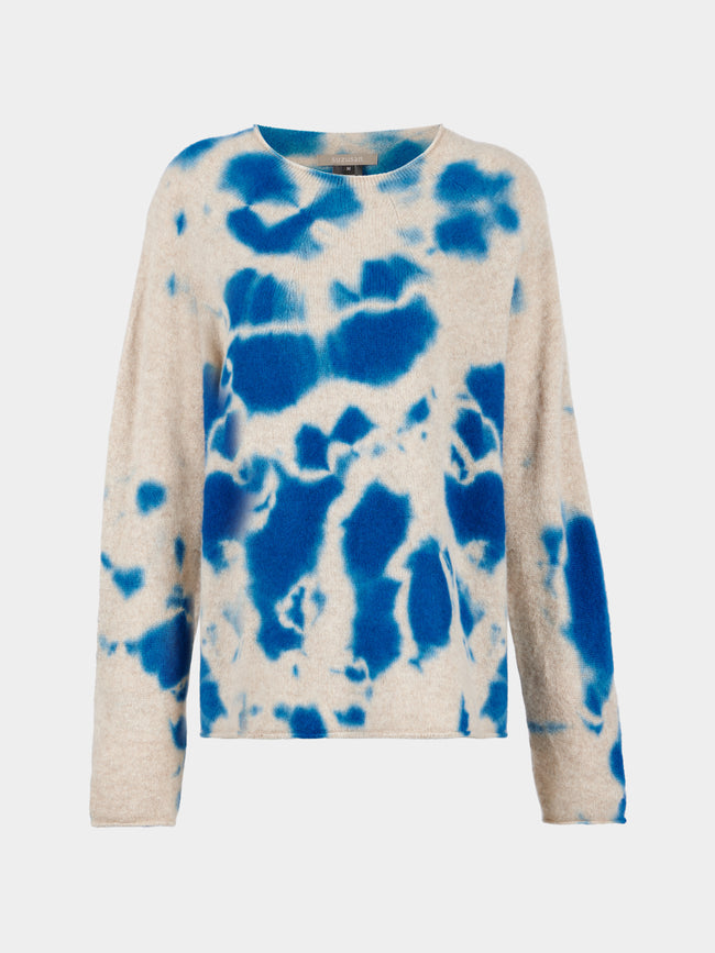 Suzusan - Madara Shibori Cashmere Seamless Sweater | Size: M - Blue - ABASK - 