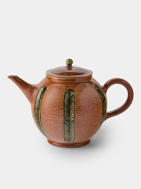Poterie d’Évires - Stripes and Dots Hand-Painted Ceramic Large Teapot - Light Brown - ABASK - 