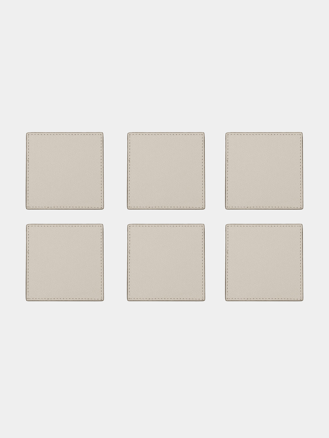 Giobagnara - Tao Leather Coasters with Holder (Set of 6) - Beige - ABASK