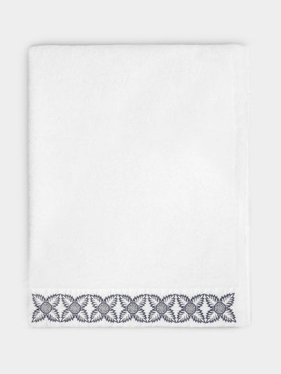 Loretta Caponi - Foliage Hand-Embroidered Cotton Bath Towel -  - ABASK - 