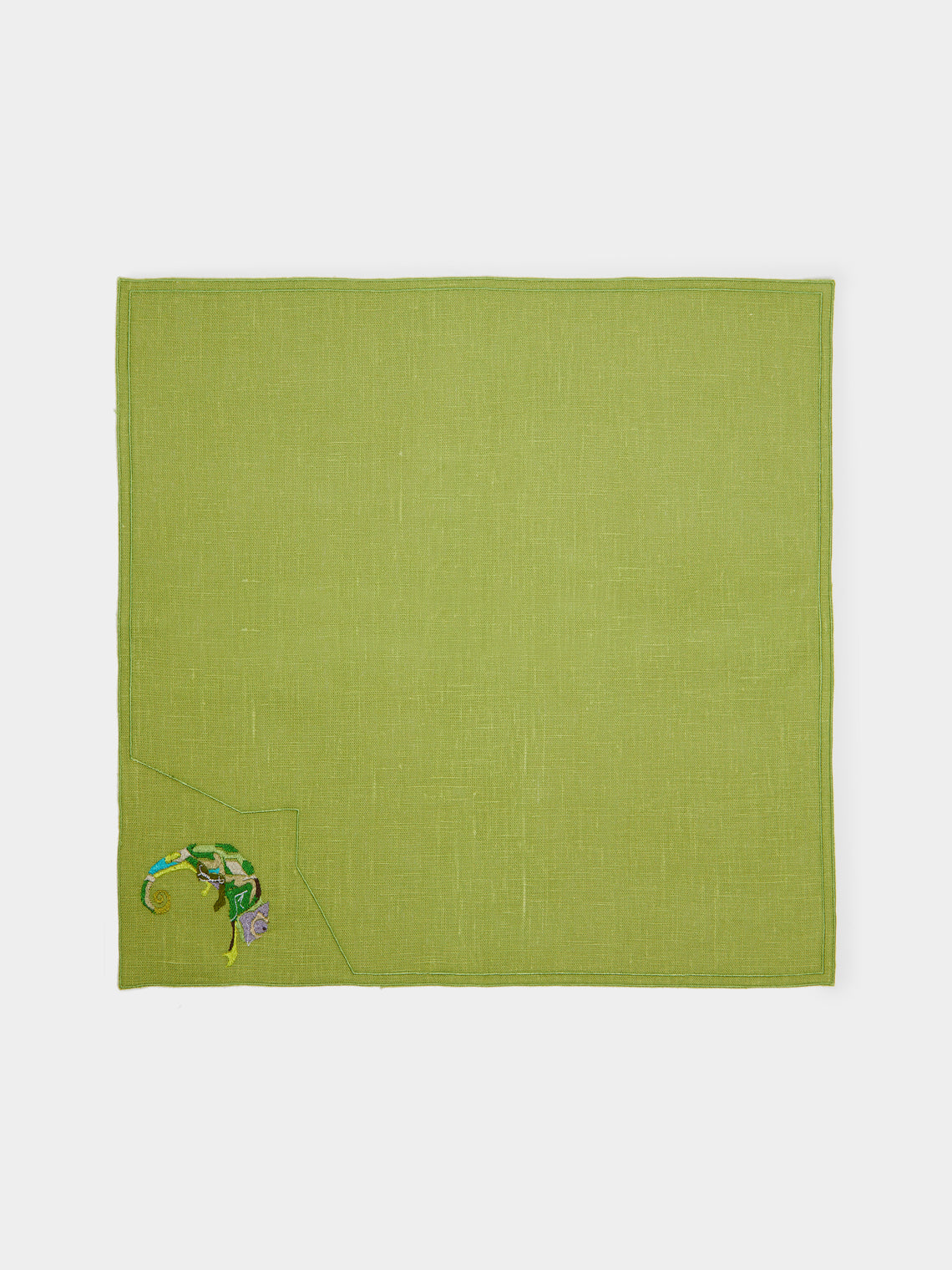 La Gallina Matta - Jungle Animals Embroidered Linen Napkins (Set of 6) -  - ABASK