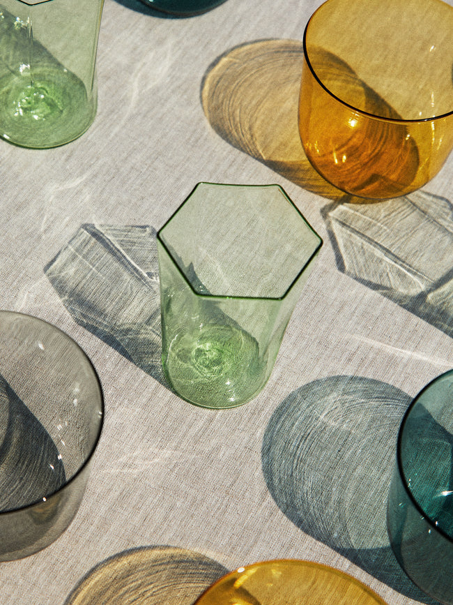 Yali Glass - Venexia Hand-Blown Murano Glass Small Tumblers (Set of 2) - Green - ABASK