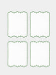 Los Encajeros - Escamas Embroidered Linen Cocktail Napkins (Set of 6) - Green - ABASK - 