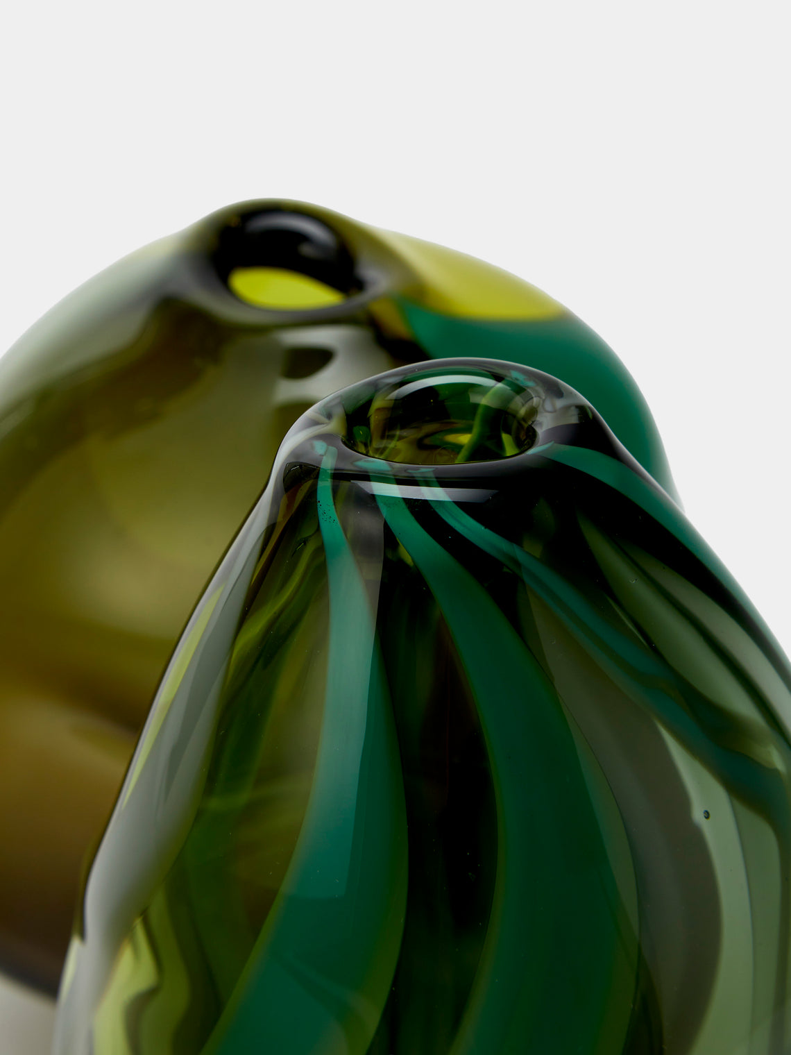 Michele Oberdieck - Olive Pod Hand-Blown Glass Bud Vases – 6in/15cm (Set of 2) - Green - ABASK