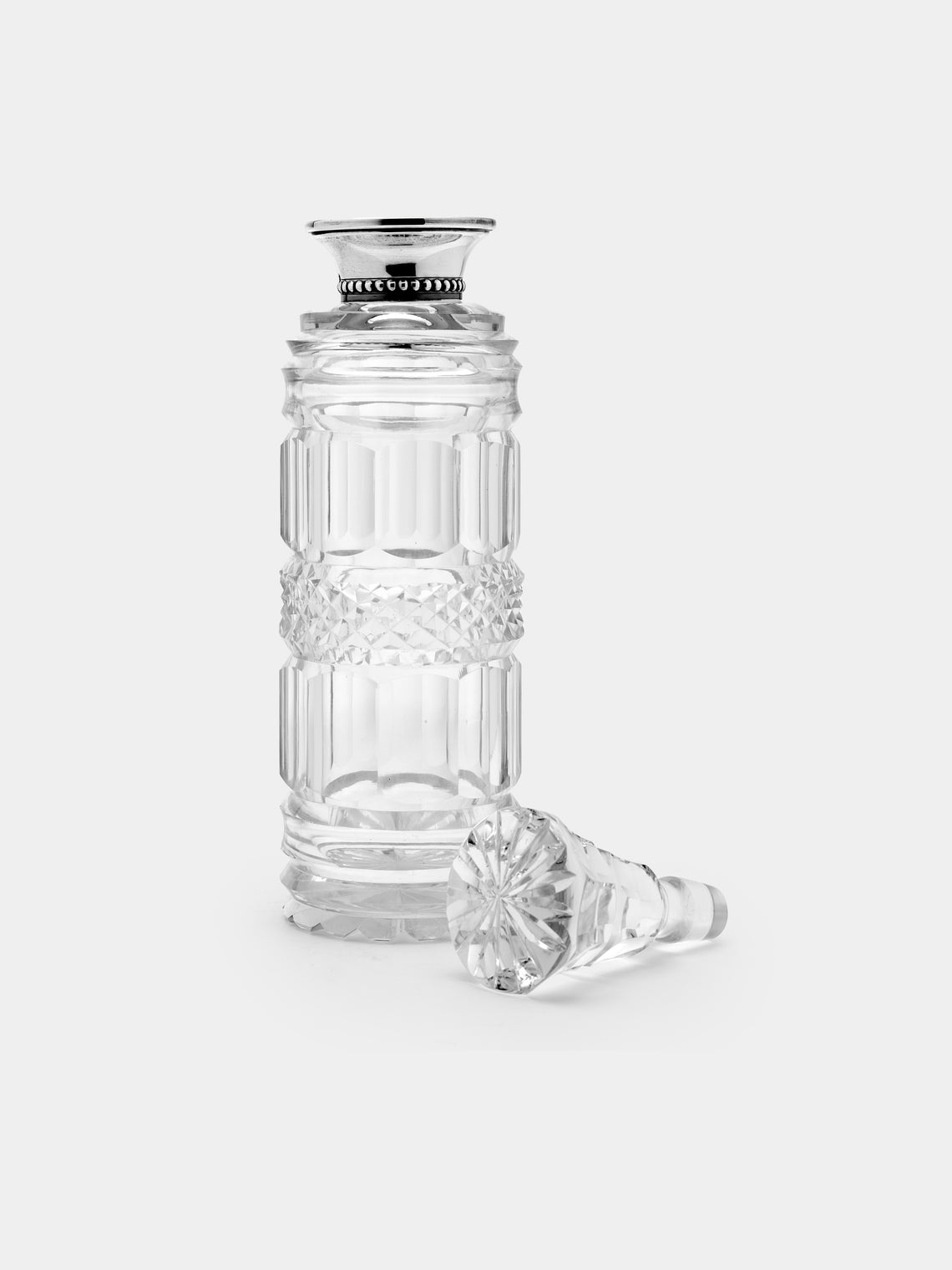 Antique and Vintage - 1830s Sterling Silver and Crystal Decanter - Clear - ABASK