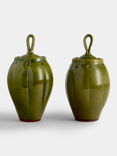 Neville Tatham - Slipware Large Ginger Jars (Set of 2) - Green - ABASK - 