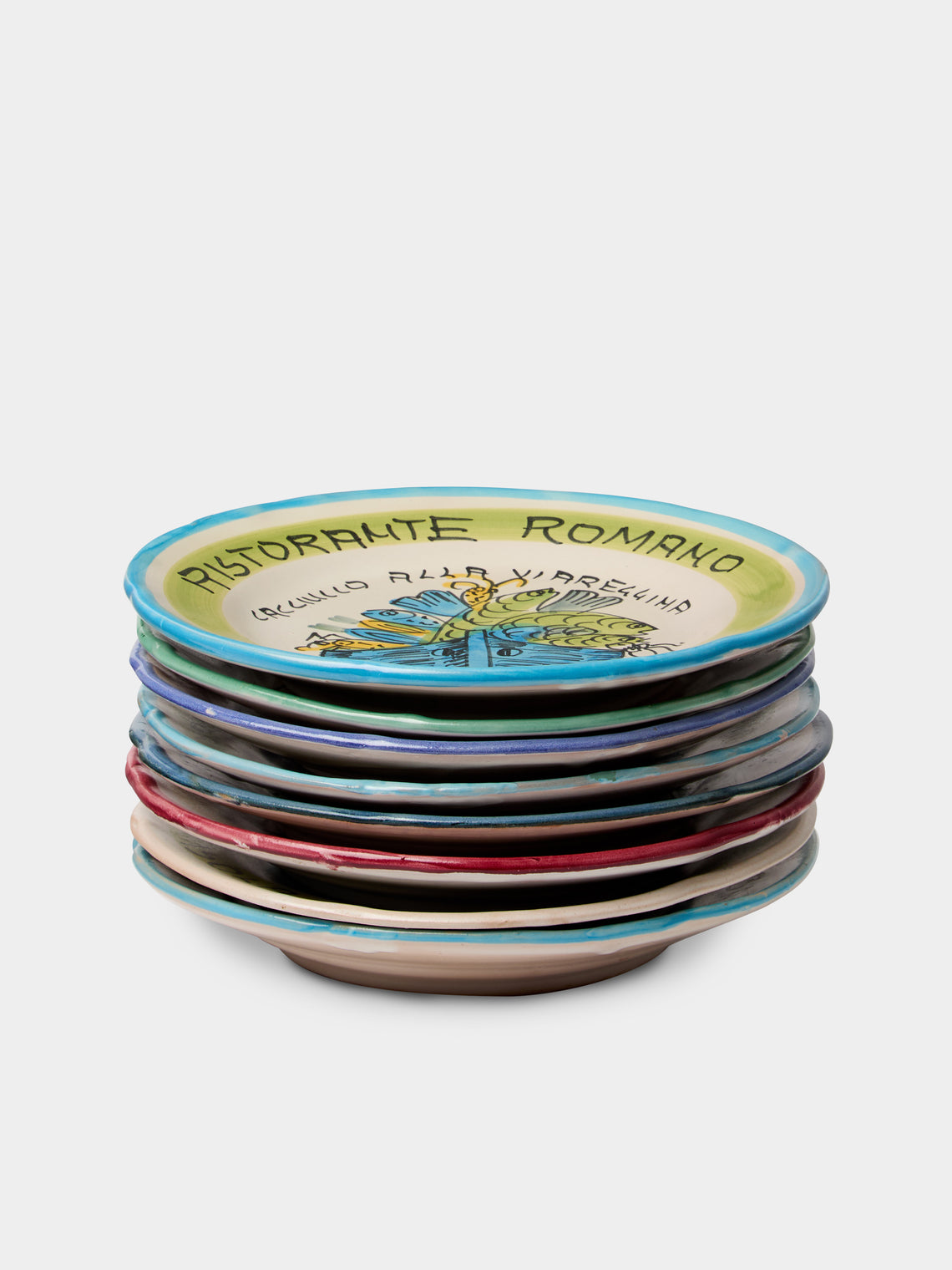 Antique and Vintage - Mid-Century Italian Ceramic Restaurant Plates (Set of 8) -  - ABASK