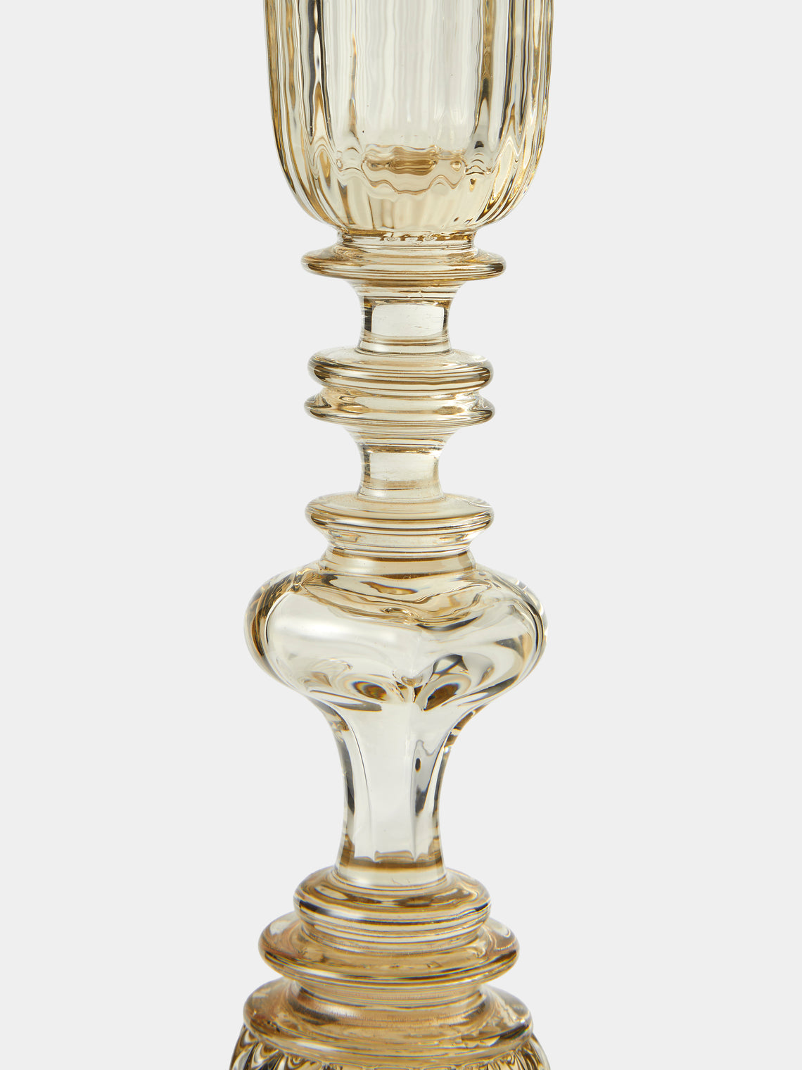 Bollenglass - Hand-Blown Glass Small Candlestick - Smoke - ABASK