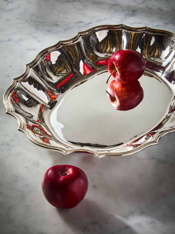 Antique and Vintage - 1950s Argenteria Dabbene Milano Solid Silver Tray (17.5in/44cm) - Silver - ABASK