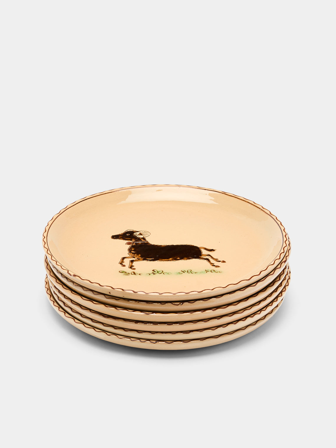 Poterie d’Évires - Animals Hand-Painted Ceramic Dinner Plates (Set of 6) -  - ABASK