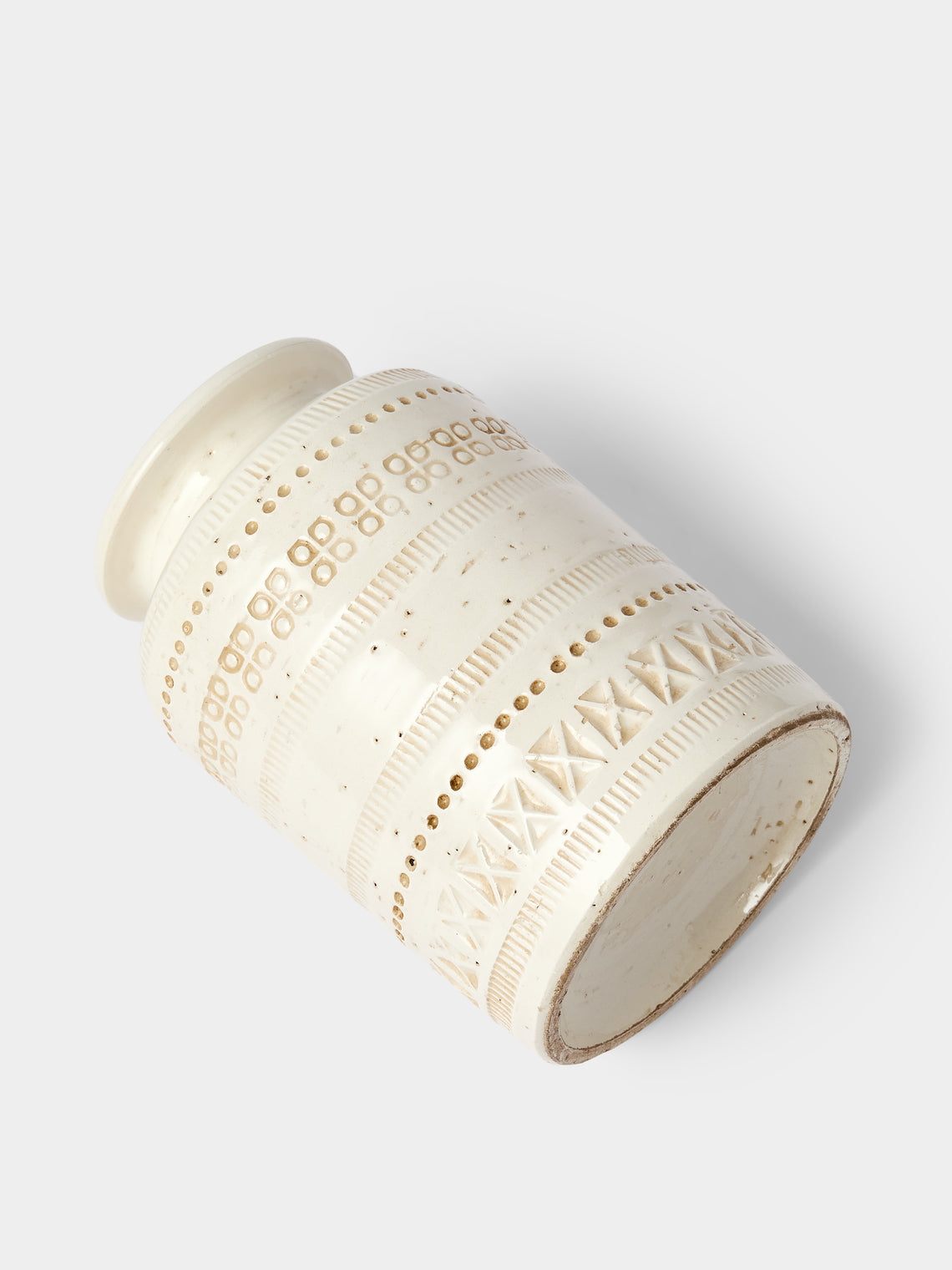 Antique and Vintage - 1970s Bitossi Ceramiche Pier 1 Ceramic Vase (6in/15.5cm) - White - ABASK