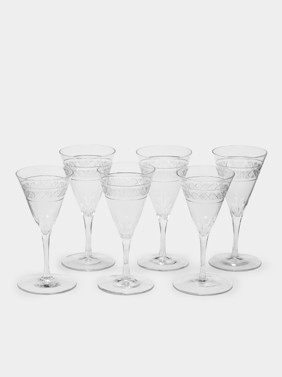 Antique and Vintage - 1900s Edwardian Cut Crystal Liqueur Glasses (Set of 6) - Clear - ABASK