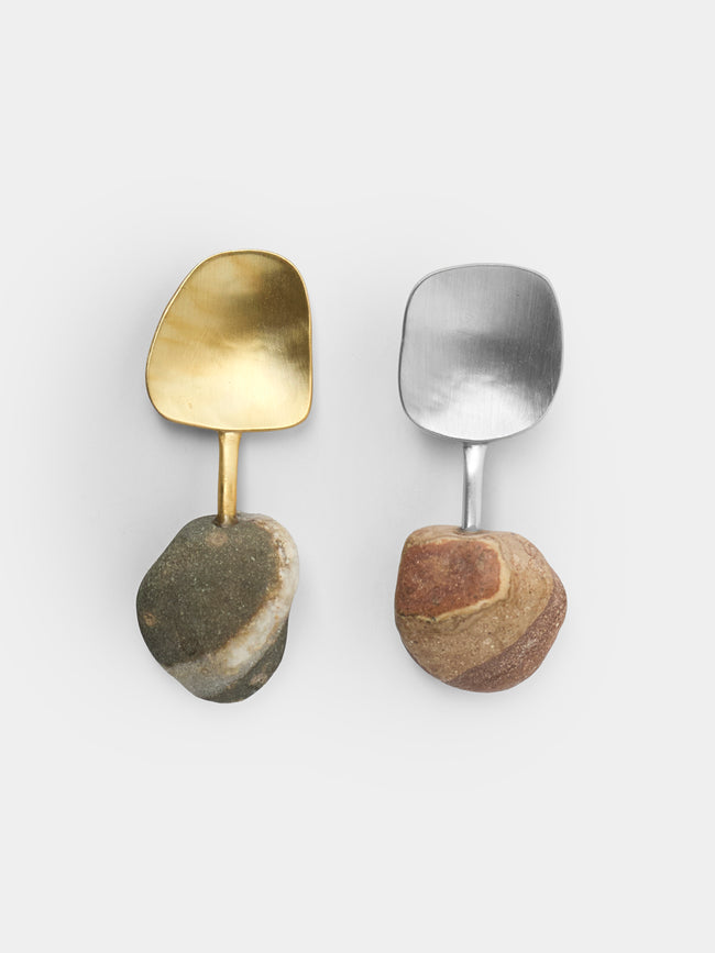 Thalia Maria Silver - Sterling Silver and Pebble Salt & Pepper Spoons (Set of 2) - Silver - ABASK - 