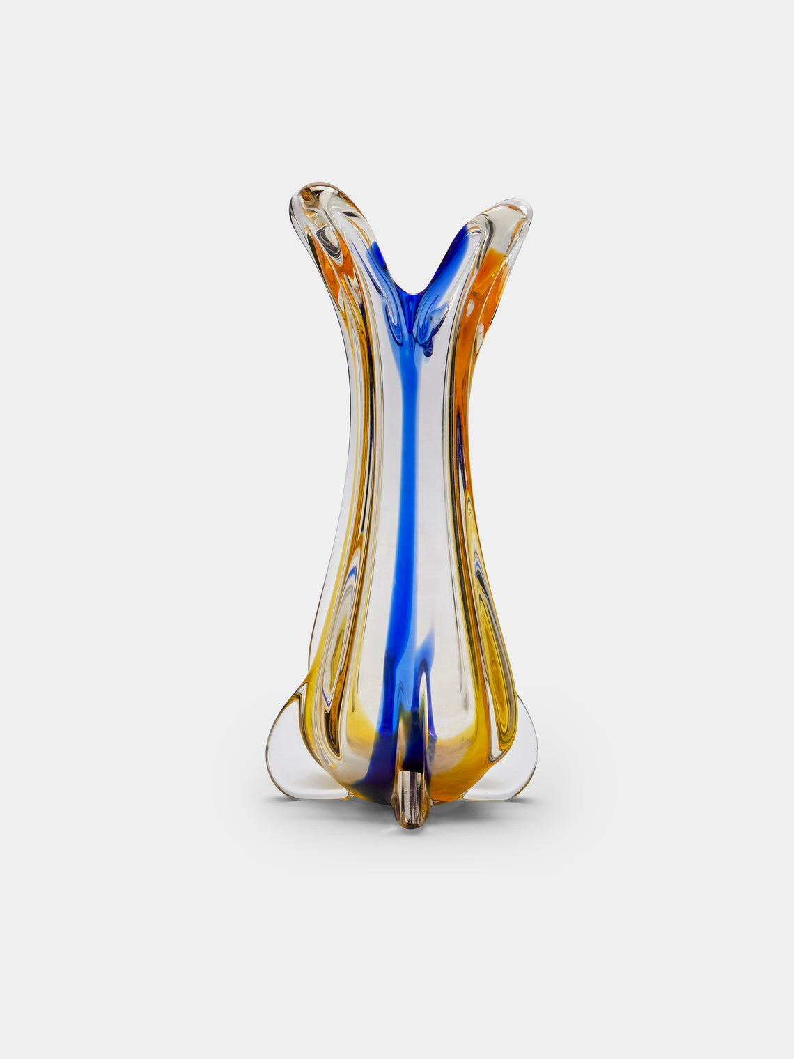 Antique and Vintage - Mid-Century Glass Vase - Blue - ABASK - 
