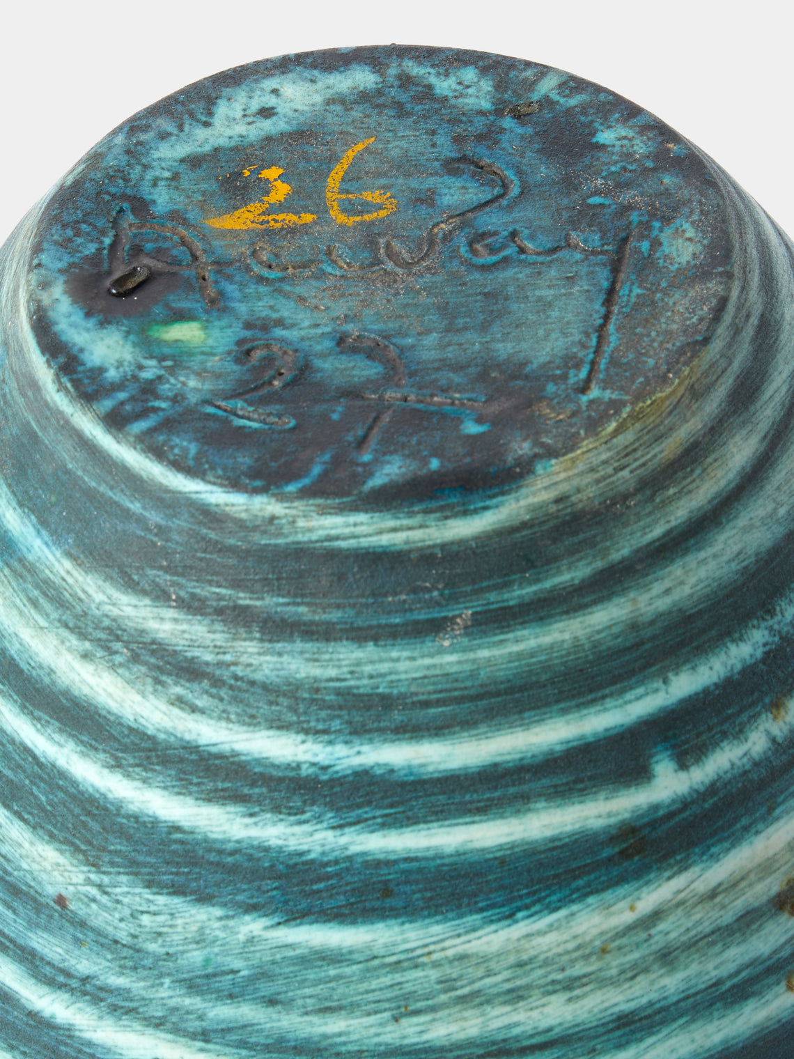 Antique and Vintage - 1950s Accolay Ribbed Vase - Blue - ABASK