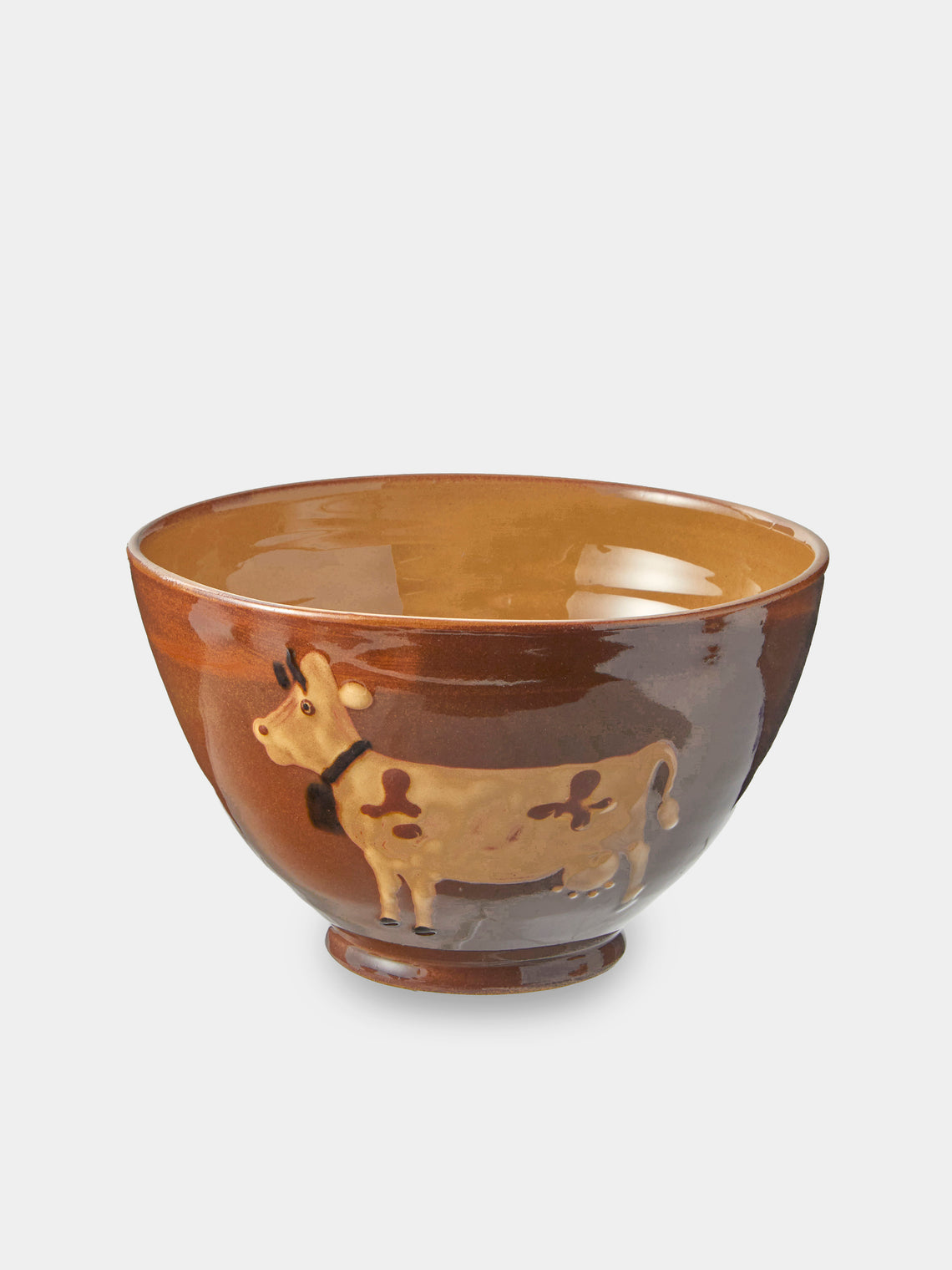 Poterie d’Évires - Cows Hand-Painted Ceramic Grand Bowls (Set of 4) - Light Brown - ABASK