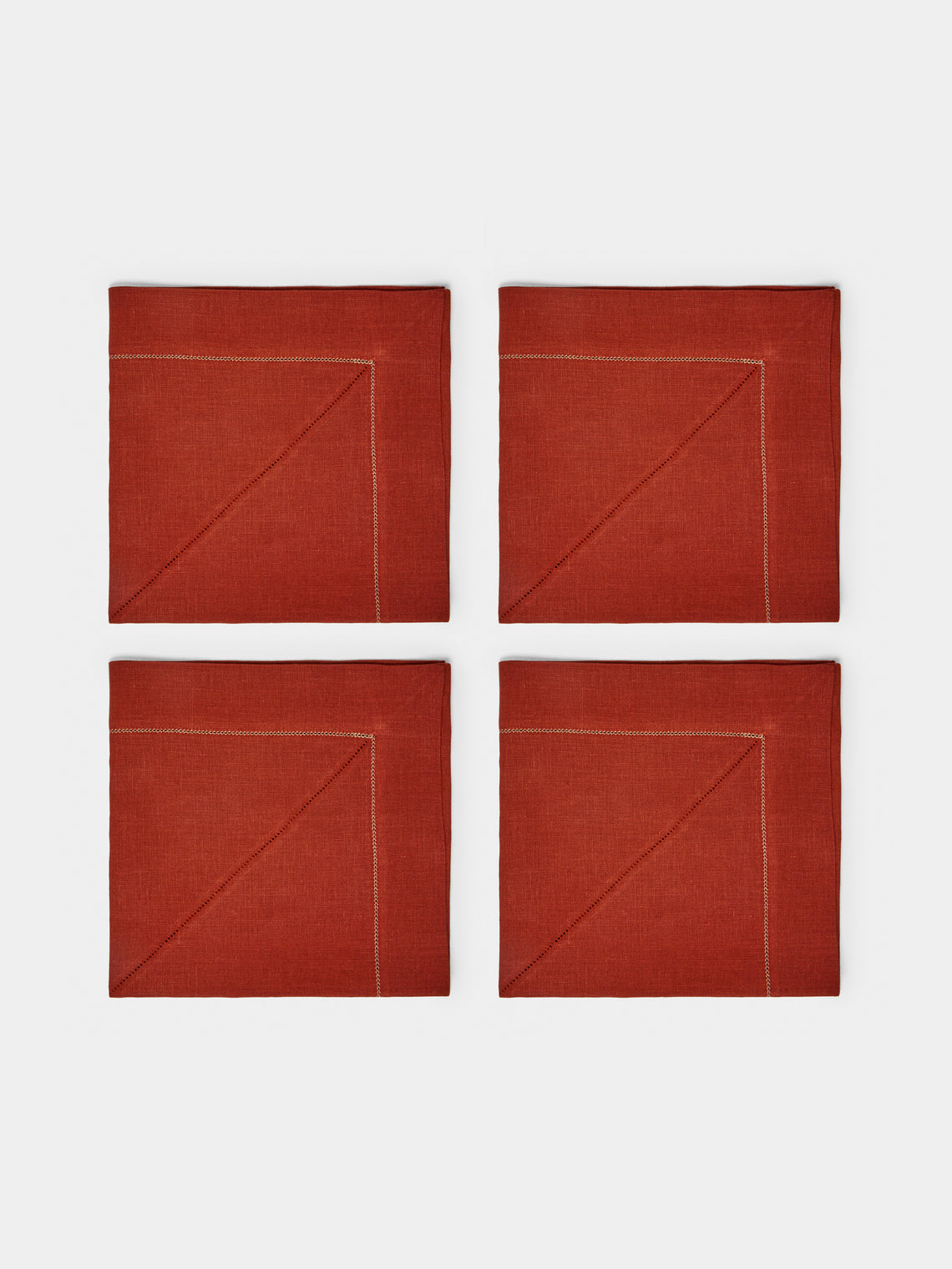 Peter Speliopoulos Projects - Hem-Stitch Linen Napkins (Set of 4) - Orange - ABASK