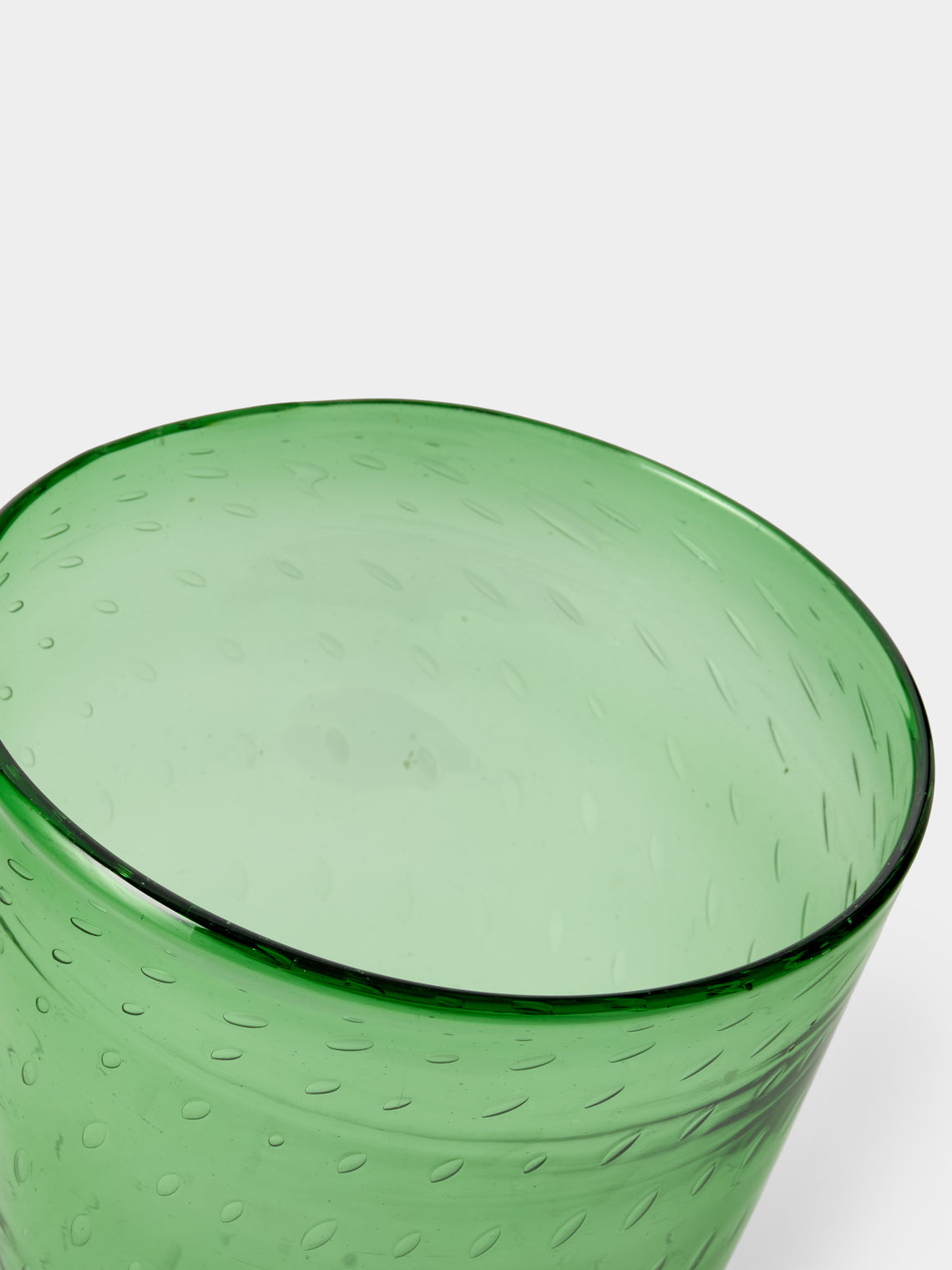 Antique and Vintage - 1980s Bullicante Glass Vase (11.5in/29.5cm) - Green - ABASK