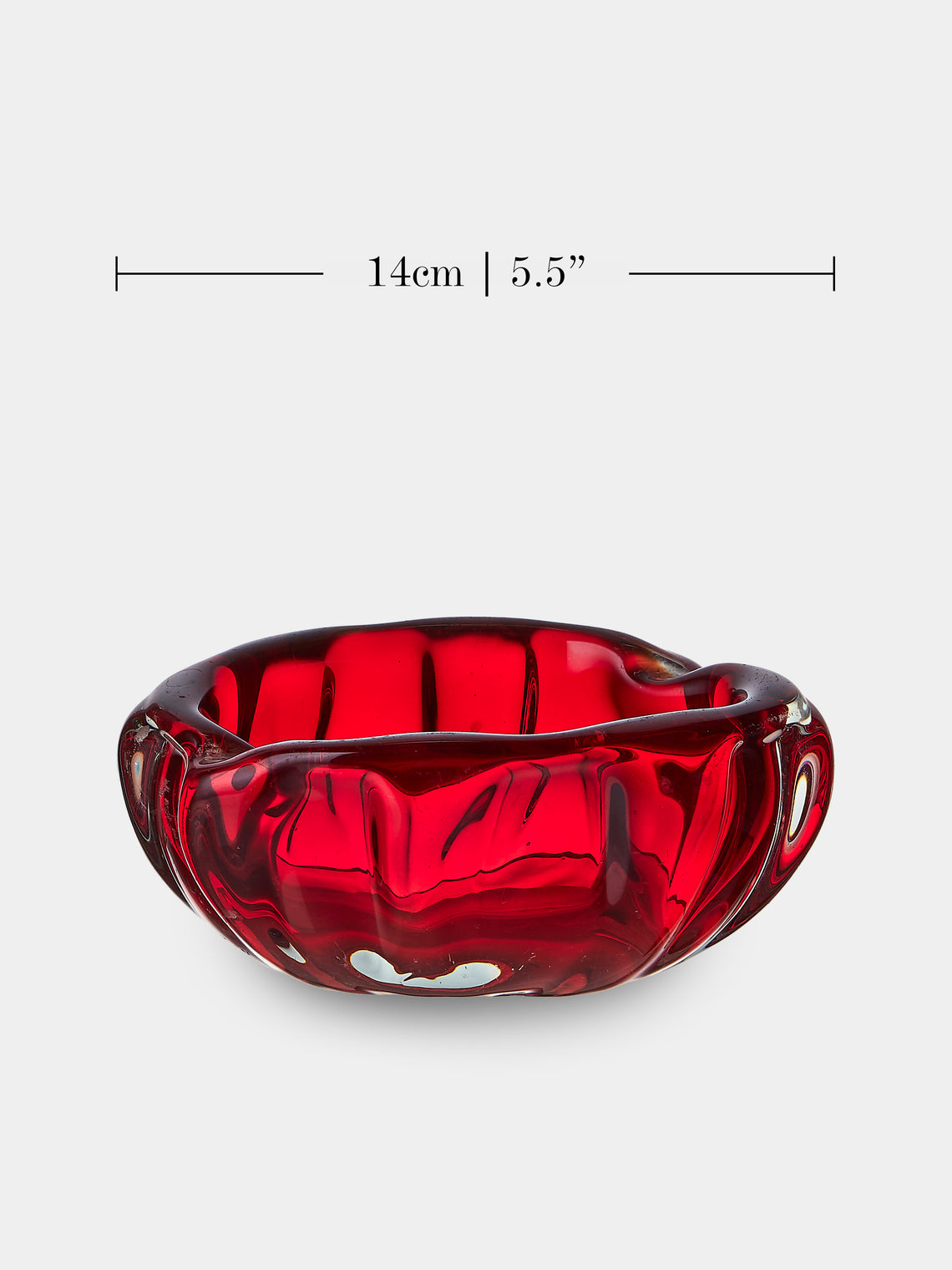 Antique and Vintage - Mid-Century Glass Ashtray - Red - ABASK