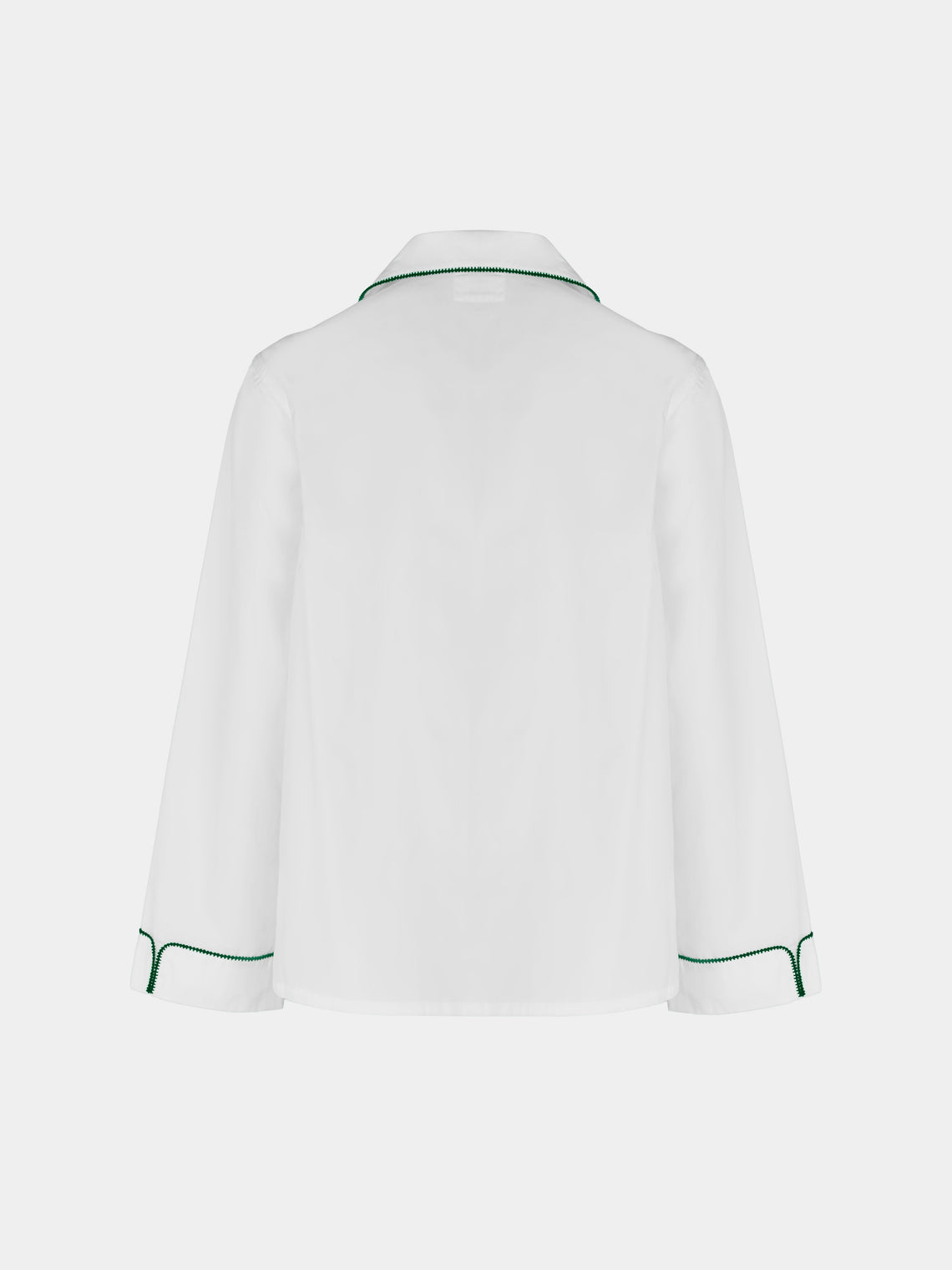 Sebline - Stitch Hand-Embroidered Cotton Pajama Shirt | Size: M - White - ABASK