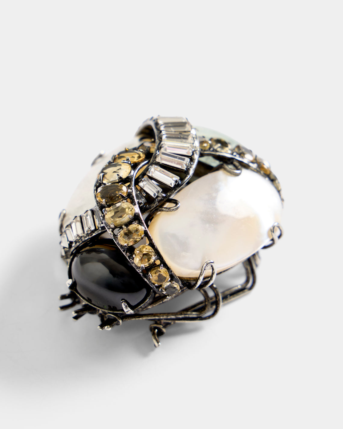 Mahnaz Collection - Women's Vintage Iradj Moini 18-Karat Gold-Plated Brass, Peridot, Citrine, Onyx, Pearl and Swarovski Crystal Brooch Pendant - Multiple - ABASK