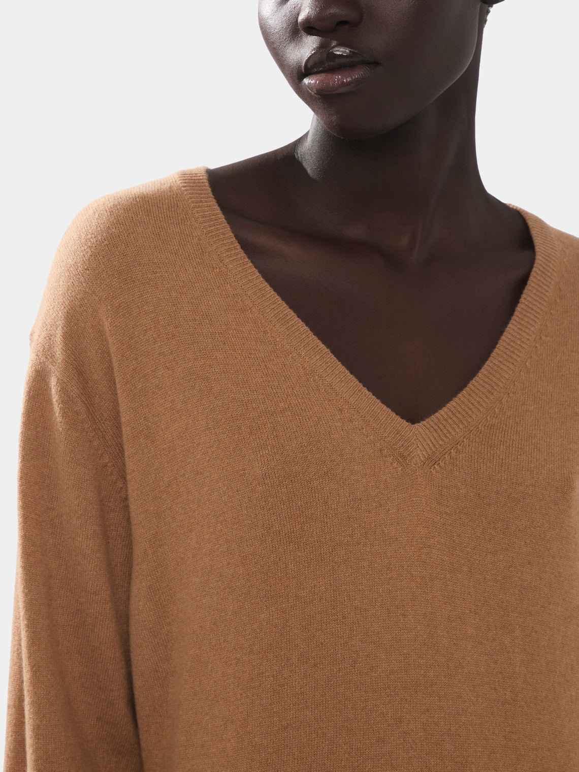 Women's Cashmere V-Neck Long Dress