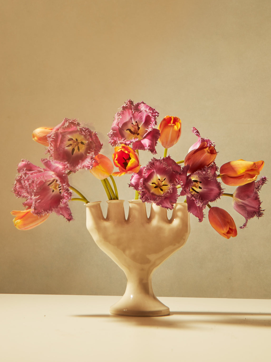 Five-Spouted Hand Ceramic Vase (8in/21cm)