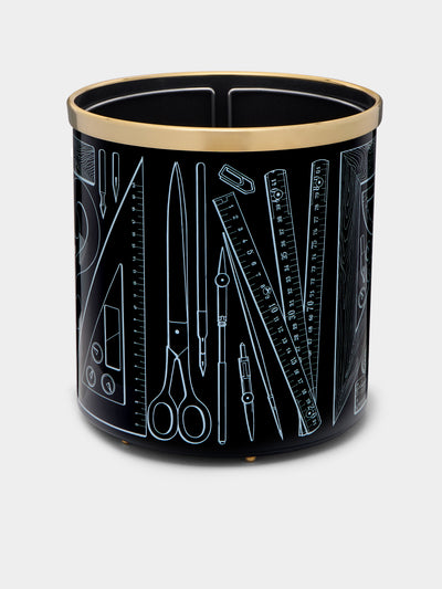 Fornasetti - Strumenti da Disegno Hand-Painted Waste Paper Basket -  - ABASK - 
