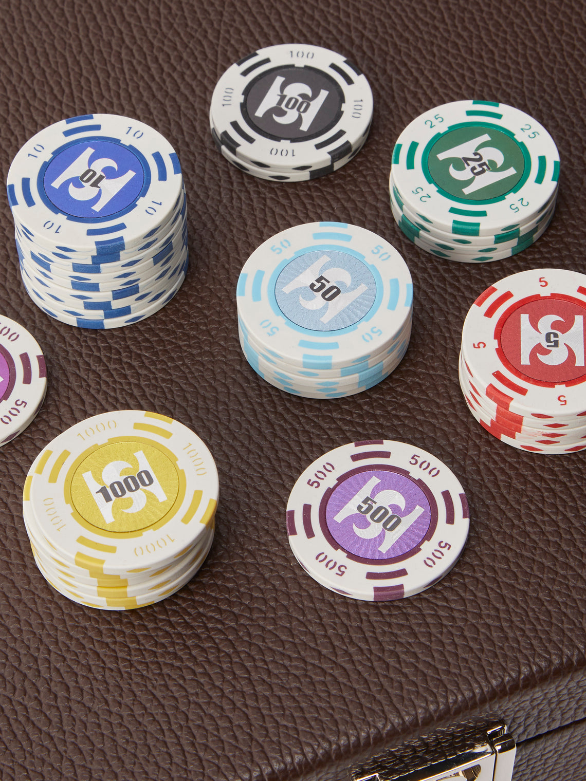 Hector Saxe - Leather Small Poker Set - Brown - ABASK