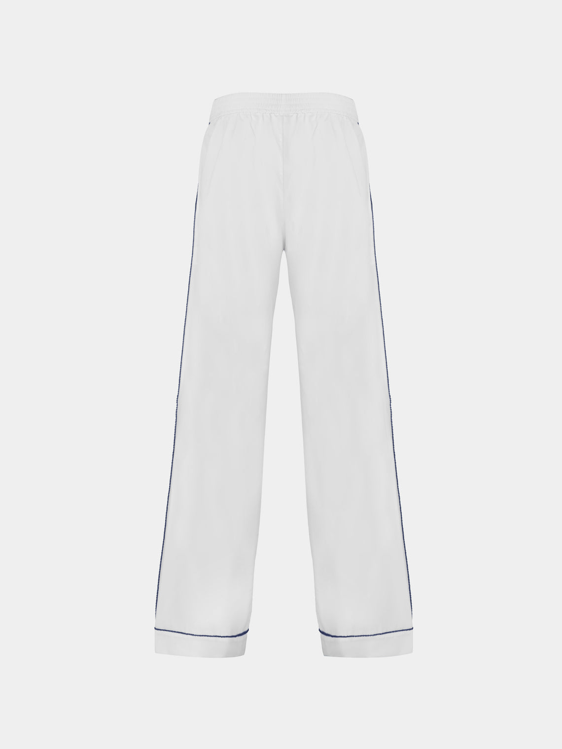 Sebline - Stitch Hand-Embroidered Cotton Pajama Trousers | Size: M - White - ABASK