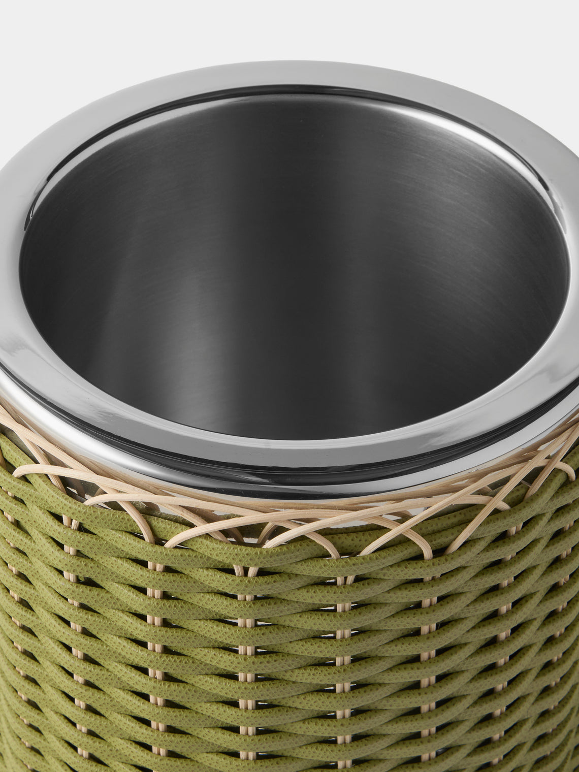 Pigment France - Menton Leather and Rattan Large Ice Bucket - Green - ABASK
