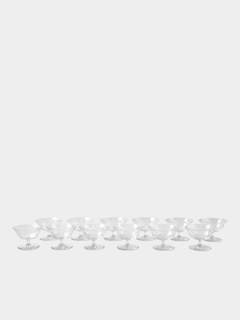 Antique and Vintage - 1940s Daum Art Deco Crystal Dessert Coupes (Set of 12) - Clear - ABASK - 