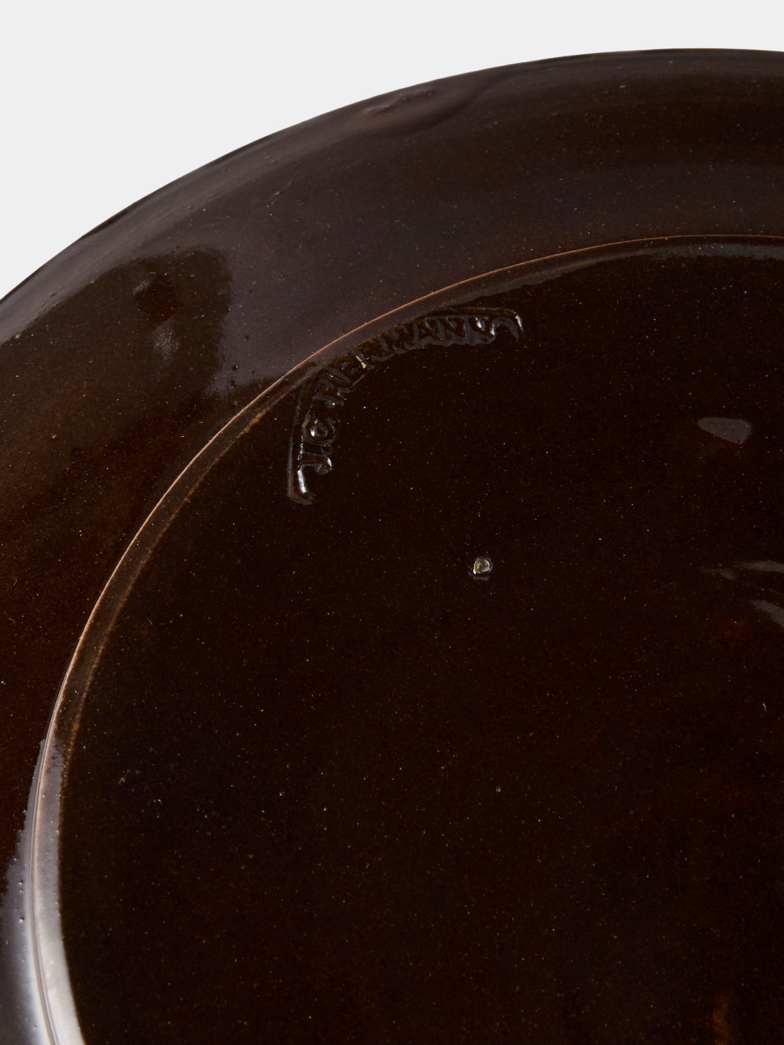 Poterie d’Évires - Flowers Hand-Painted Ceramic Small Platter - Dark Brown - ABASK