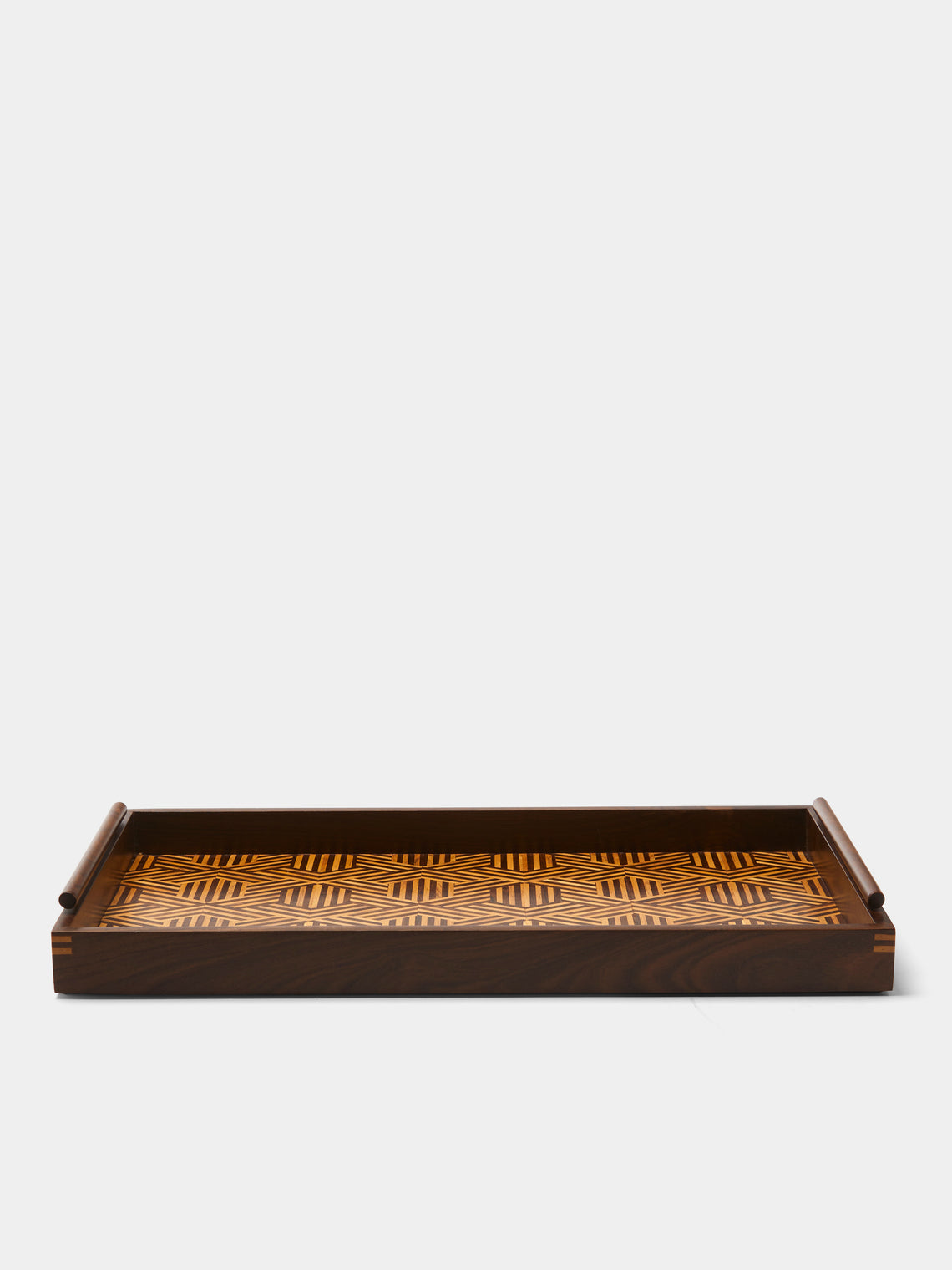 CasaLatina - Marquetry Wood Tray (17.5in/44cm) - Brown - ABASK