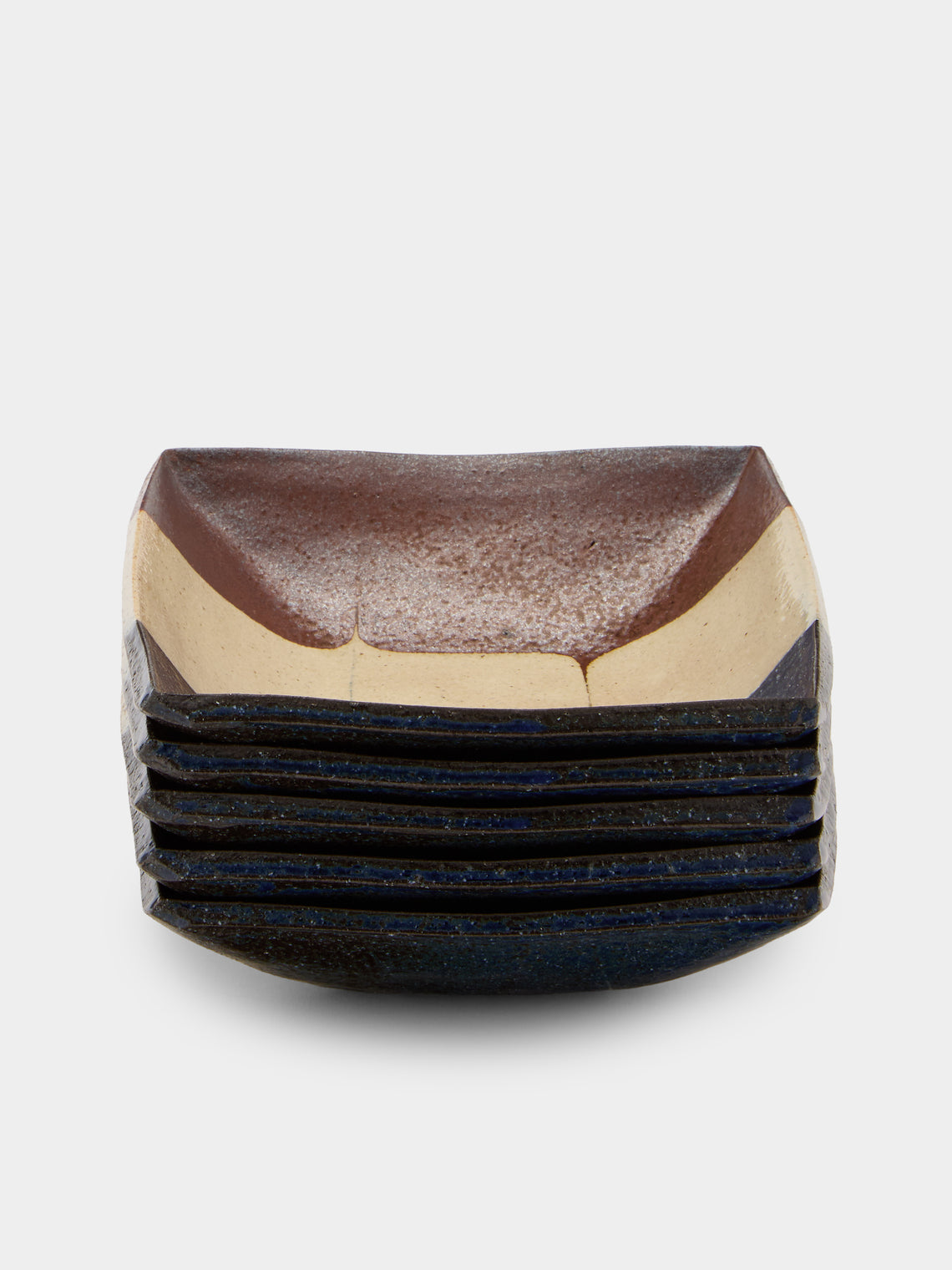 Makidani-gama - No. 1 Nerikomi Ceramic Square Plates – 6.5in/17cm (Set of 5) - Multiple - ABASK