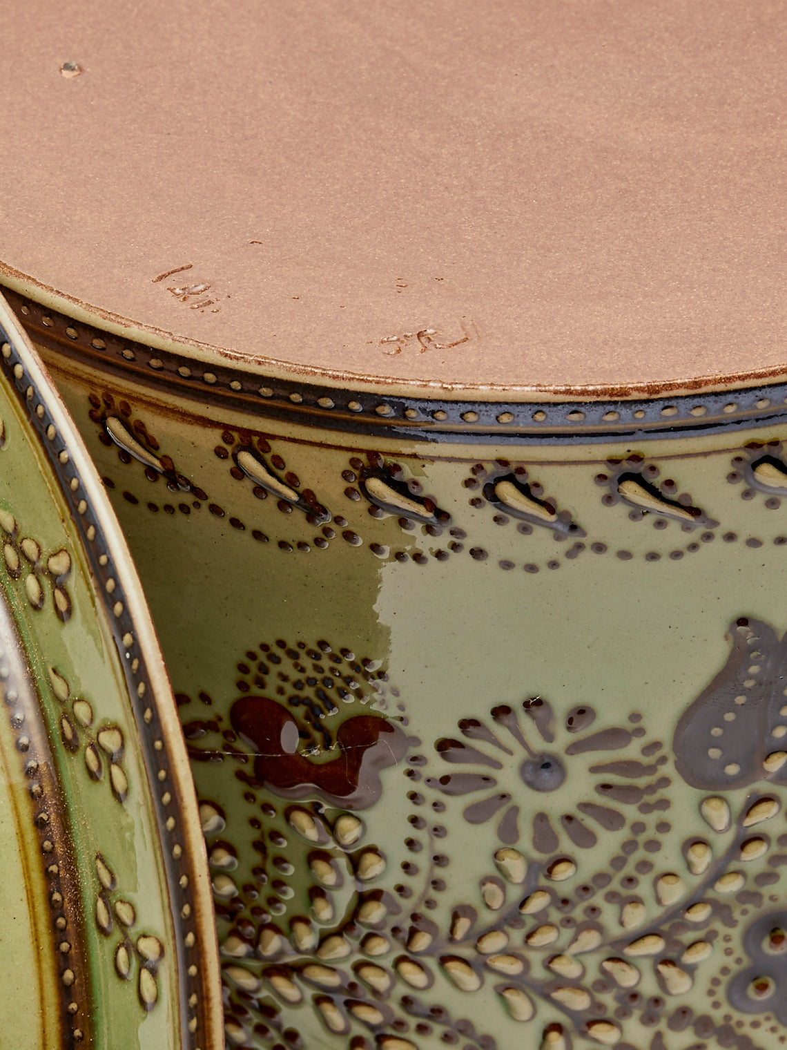 Poterie d’Évires - Flowers Hand-Painted Ceramic Large Lidded Pot - Green - ABASK