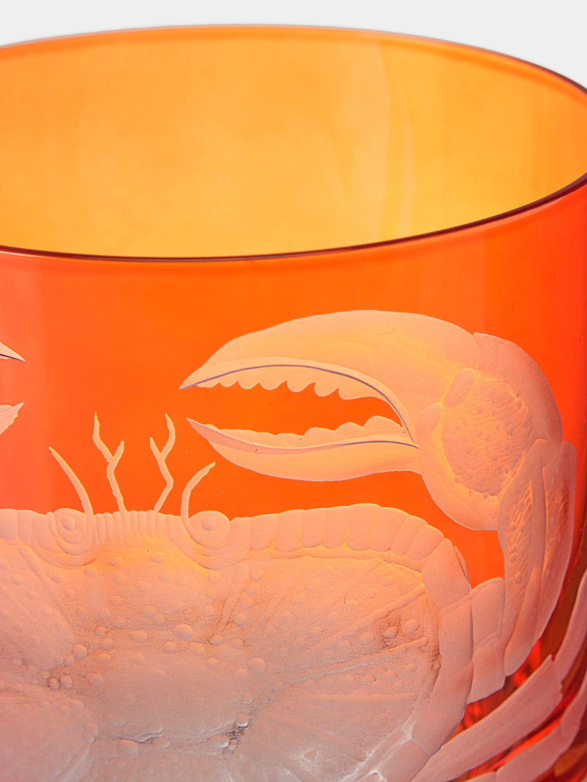Artel - Crab Hand-Engraved Crystal Double Old Fashioned Tumbler - Orange - ABASK