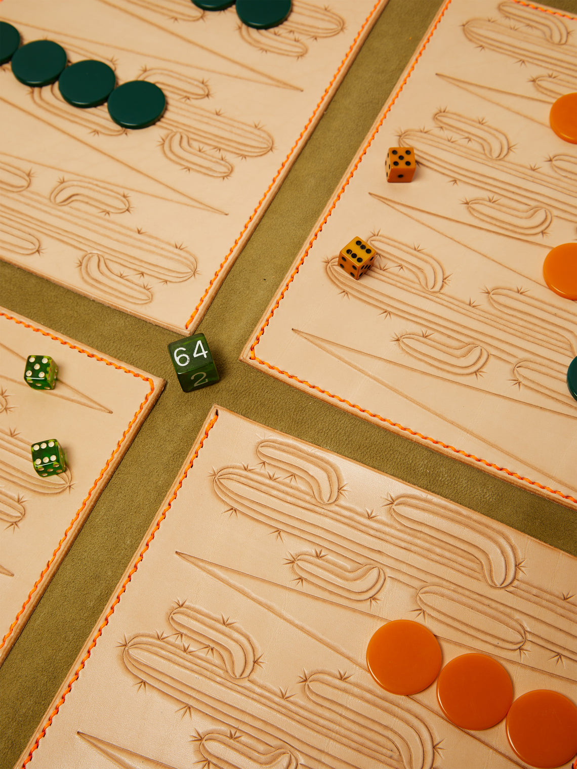 Nick Plant - Cactus Leather Travel Backgammon Set -  - ABASK