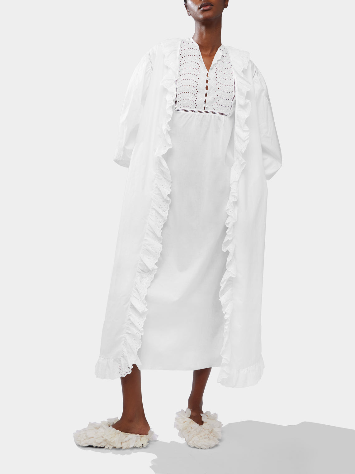 Loretta Caponi - Olga Embroidered Cotton Dress | Size: S -  - ABASK
