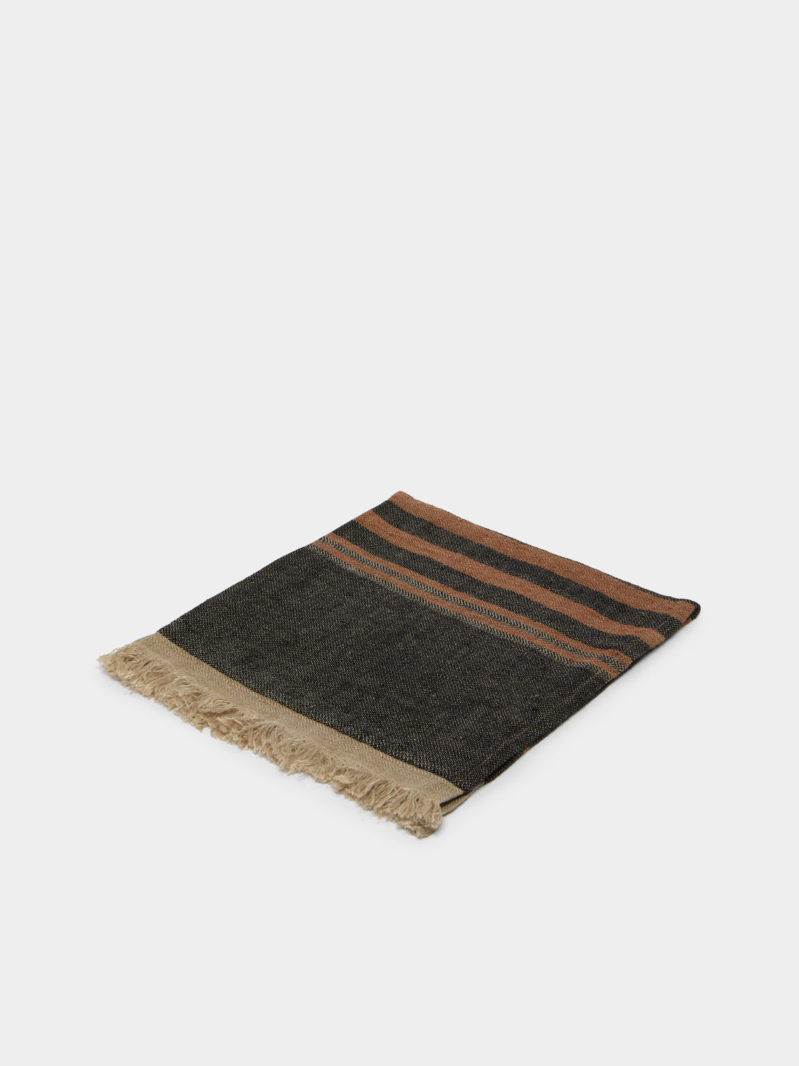 Libeco - Black Stripe Belgian Linen Guest Towels (Set of 6) -  - ABASK