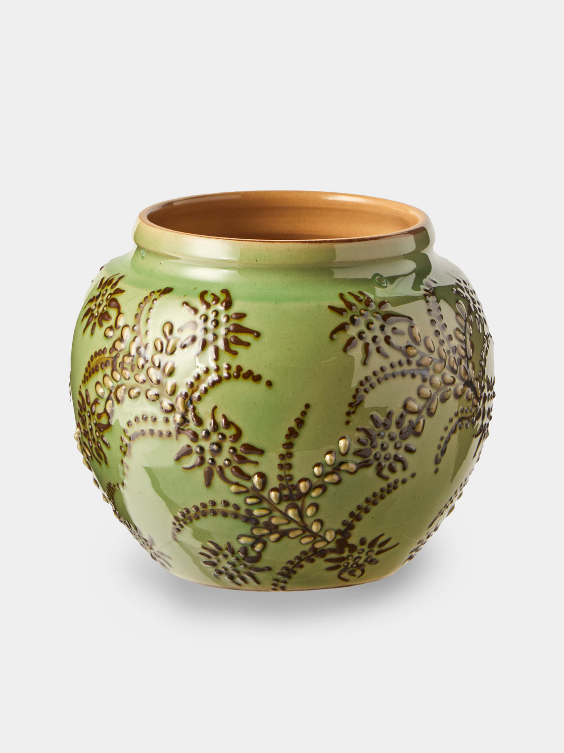 Poterie d’Évires - Flowers Hand-Painted Ceramic Vase (6.5in/17cm) - Green - ABASK - 