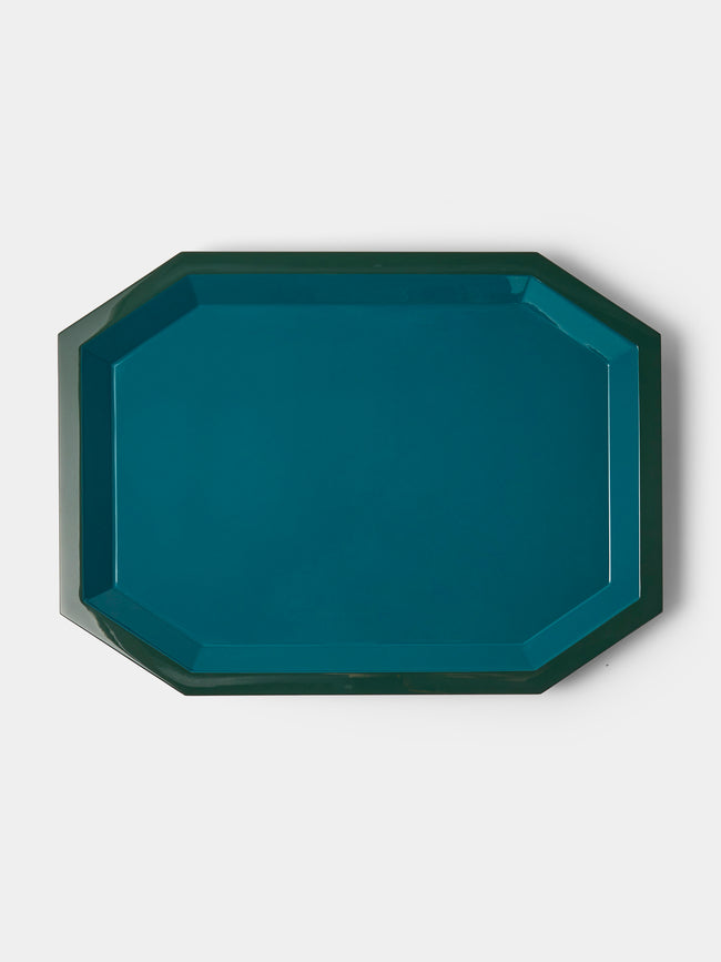 The Lacquer Company - Lacquered Medium Octaganal Tray - Blue - ABASK - 