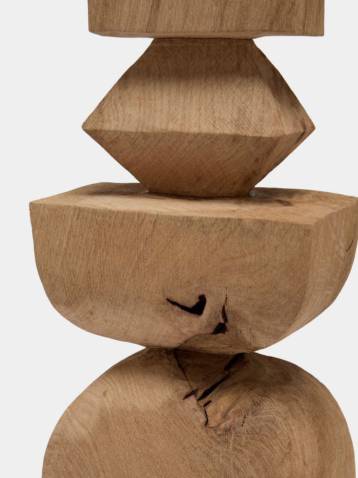 Jamie Gaunt Designs - Totem Hand-Carved Wood Candle Holder - Light Brown - ABASK