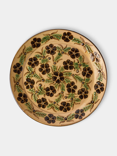Poterie d’Évires - Flowers Hand-Painted Ceramic Round Platter - Cream - ABASK - 