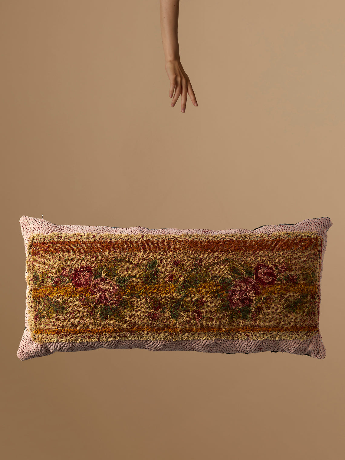 By Walid - 19th-Century Victorian Needlepoint Patchwork Wool and Cotton Cushion - Multiple - ABASK