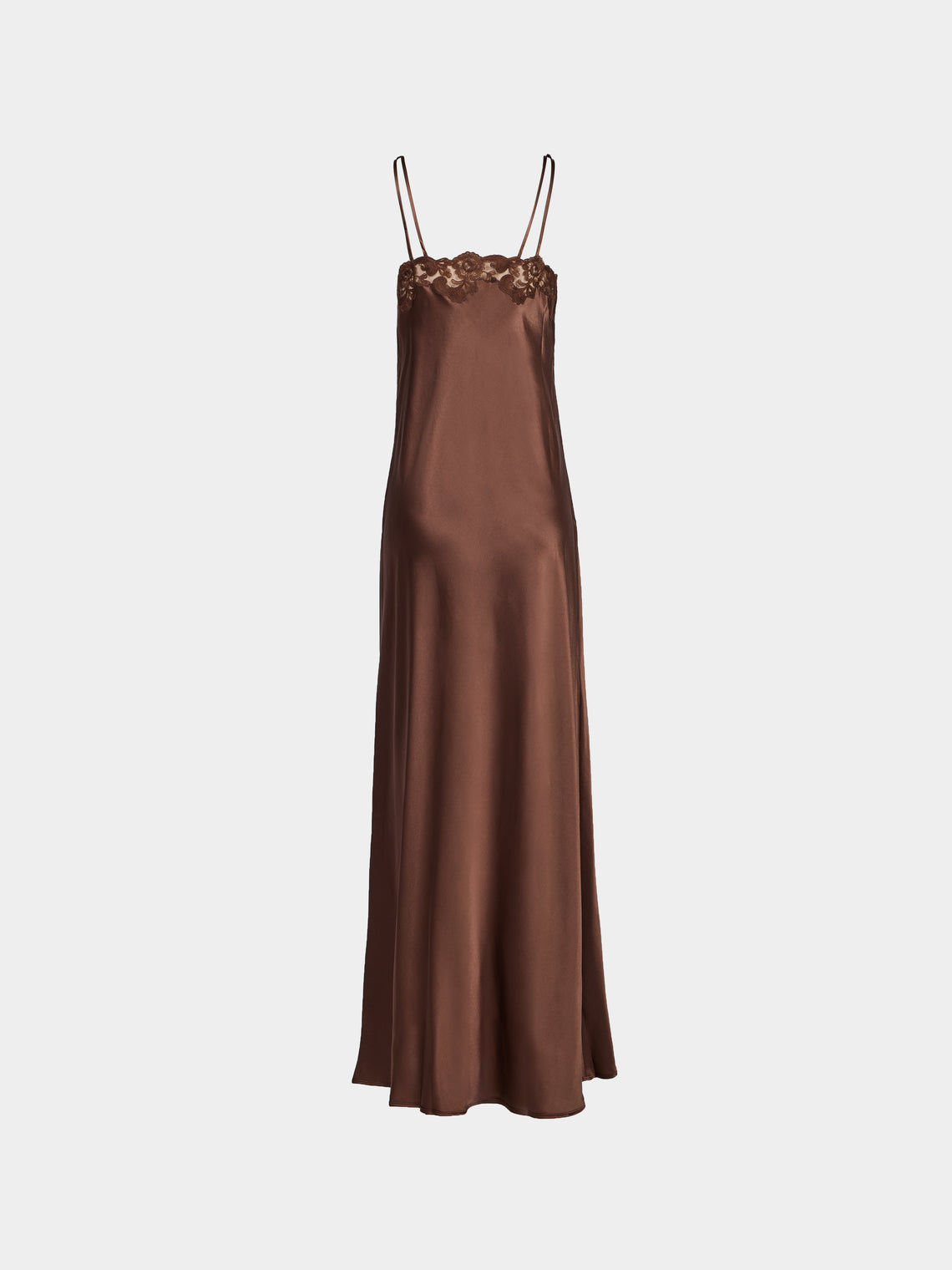 Loretta Caponi - Giadeite Silk and Lace Long Dress | Size: XS - Brown - ABASK