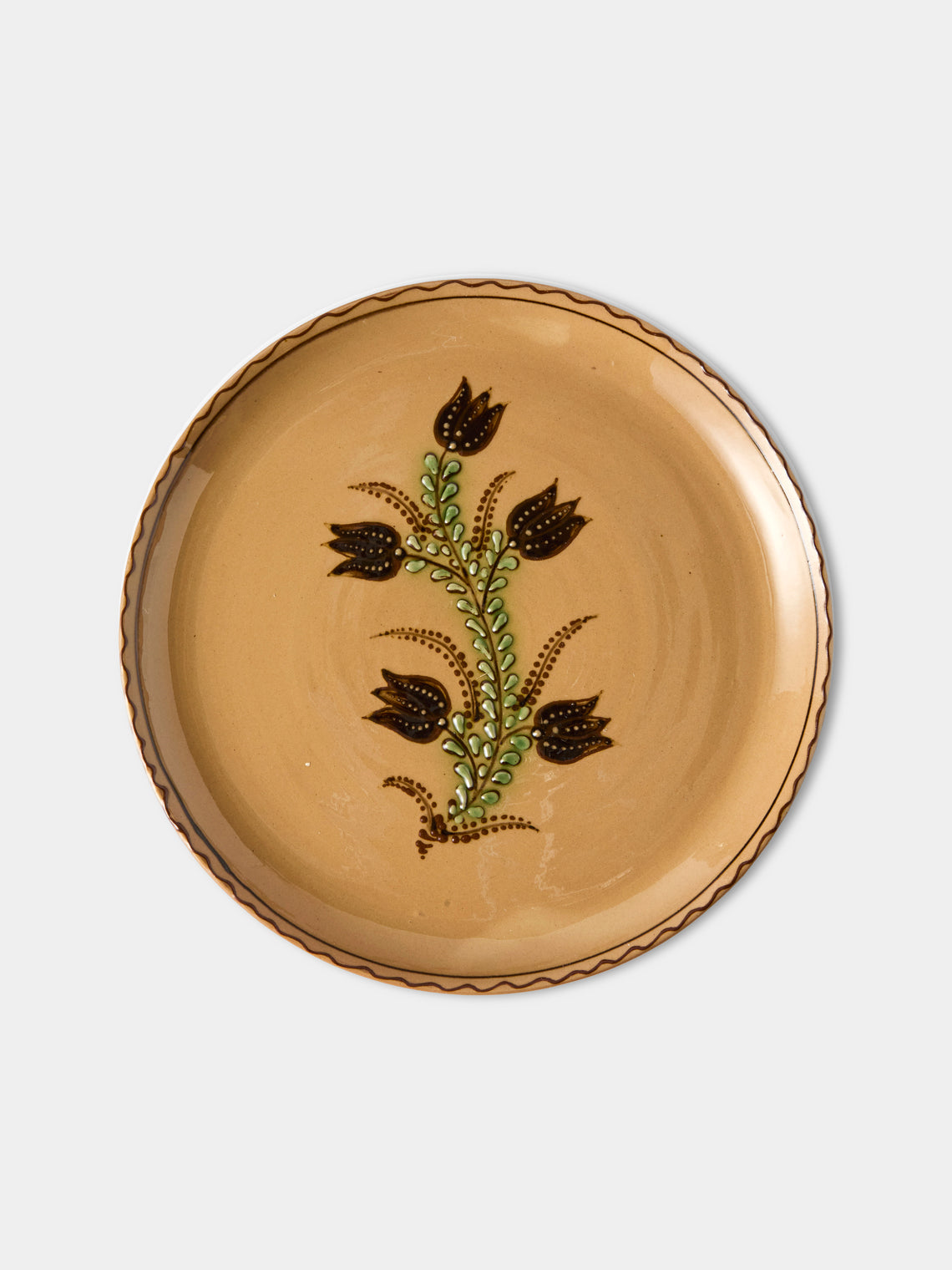 Poterie d’Évires - Flowers and Strawberries Hand-Painted Ceramic Dinner Plates – 9.5in/24cm (Set of 4) - Cream - ABASK