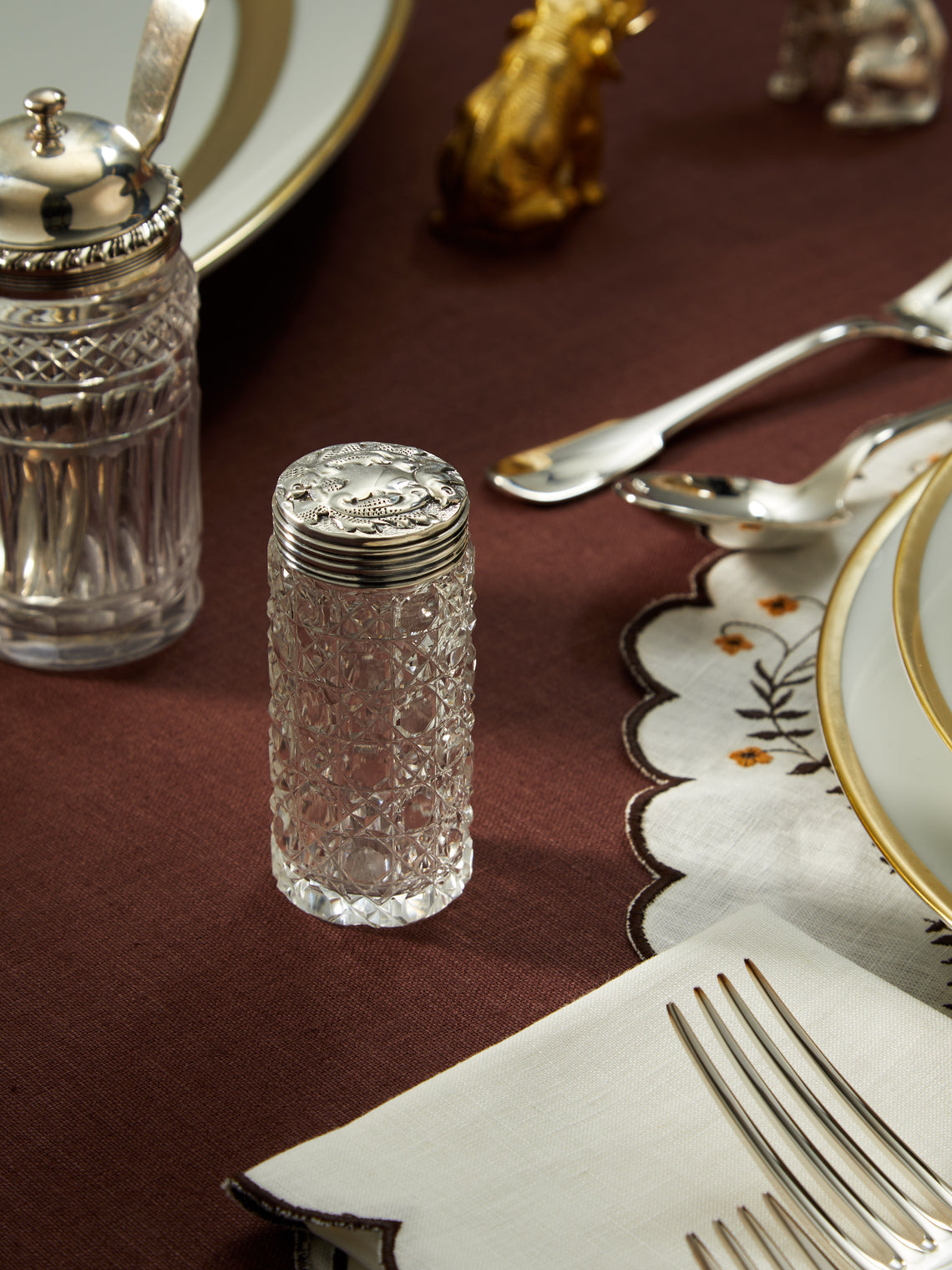 Antique and Vintage - 1900s Glass and Silver Jar -  - ABASK