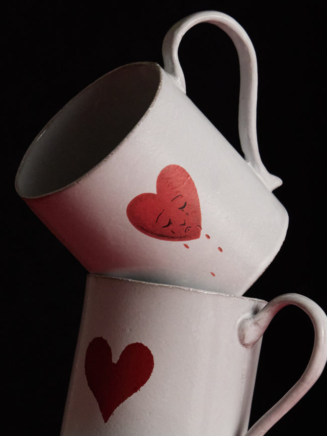 Astier de Villatte - Crying Heart Hand-Glazed Ceramic Mug (Set of 2) - White - ABASK